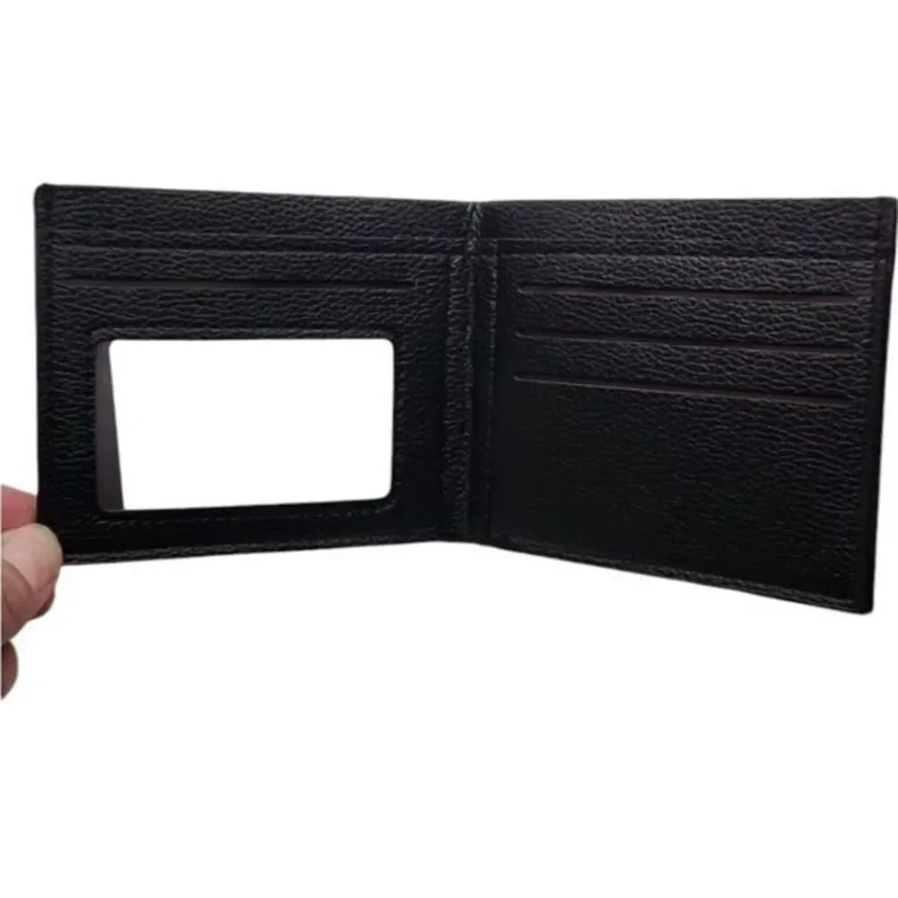 Wallet Mens Cowhide Embossed Short Wallet‎ Black